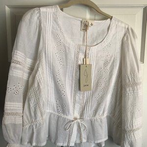Joie White Eyelet 3/4 Sleeve in size S NEW with Tags